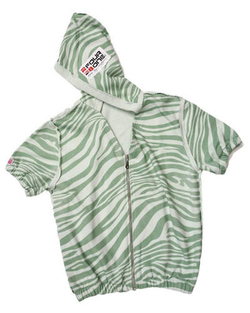 Zebra zip hood green